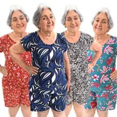 Kit 4 Conjunto Senhora Plus Size Com Manga Feminino Soltinho Versátil Veste 42 ao 48 Moda Modesta