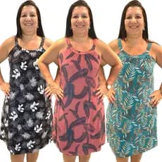 Kit 3 Vestido Plus Size Feminino com Alcinha Soltinho Versátil Veste até 50
