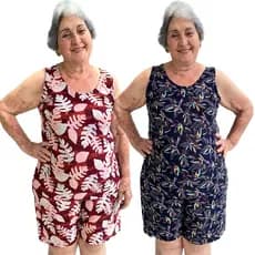 Kit 2 Conjuntos Plus Size Feminino Senhora Liganete Short e Blusa Soltinho Estampado
