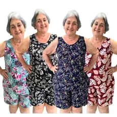 Kit 4 Conjuntos Plus Size Feminino Senhora Liganete Soltinho Estampado Veste 42 ao 48