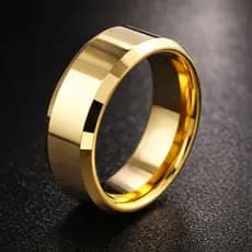Aliança Noivado/Casamento Em Tungstênio 6mm Chanfrada Folheada Banhada Ouro