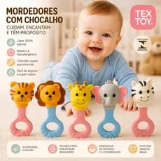 Mordedor Bebê Textoy Látex Natural com Chocalho Inmetro