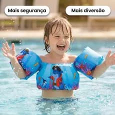 Boia infantil de natação colete flutuante de 1 a 6 anos com até 25kg Boia de Braço e Peito Piscina Praia não fura Salva
