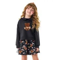 Conjunto Infantil Blusa Longa com Saia Tule Love Trick Nick
