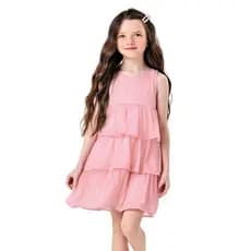 Vestido Infantil Trick Nick Meia Malha Babados Chiffon Stras