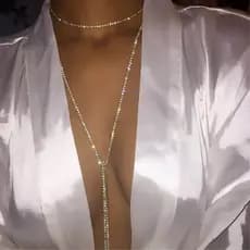 Colar Gravatinha Strass Cristal Prata Ou Dourado Festa Noite