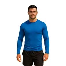 Camiseta Masculina Manga Longa Azul com Proteção UV