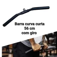 Puxador barra curva curto 56 cm com giro bíceps tríceps musculação