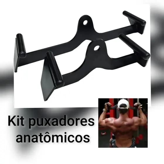 KIT PUXADOR ANATÔMICO 31 CM E 50 CM REFORÇADOS PEGADA NEUTRA ACADEMIA MUSCULAÇÃO