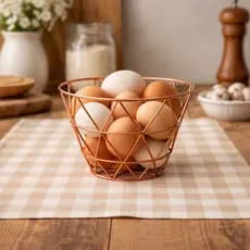 Porta Ovos Mini Fruteira Aramada Metal Cobre Rosé Gold 16cm