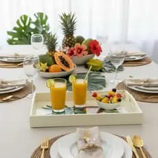 Bandeja de Servir Madeira Retangular Vintage Abacaxi Decorativa 40cm
