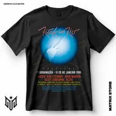 Camisa Rock in Rio Line Up 1985 Blusa Camiseta de Rock 100% Algodão