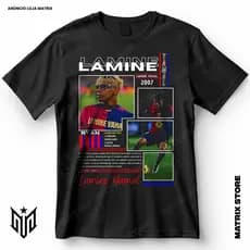 Camisa Lamine Yamal Blusa Camiseta de Futebol 100% Algodão