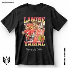 Camisa Lamine Yamal 19 Espanha Blusa Camiseta de Futebol 100% Algodão