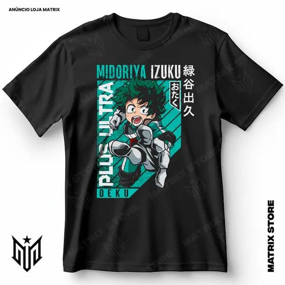 Camisa Deku Izuku Midoriya My Hero Academia Blusa Camiseta de Animes 100% Algodão