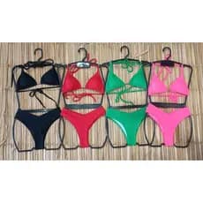 Conjunto Biquíni Cortininha Asa Delta Poliamida Jacard