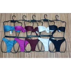 Conjunto Biquíni Tomara Que Caia Argola Poliamida Canelado Tanga