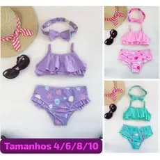 Conjunto de Biquíni com Tiara Infantil/Juvenil