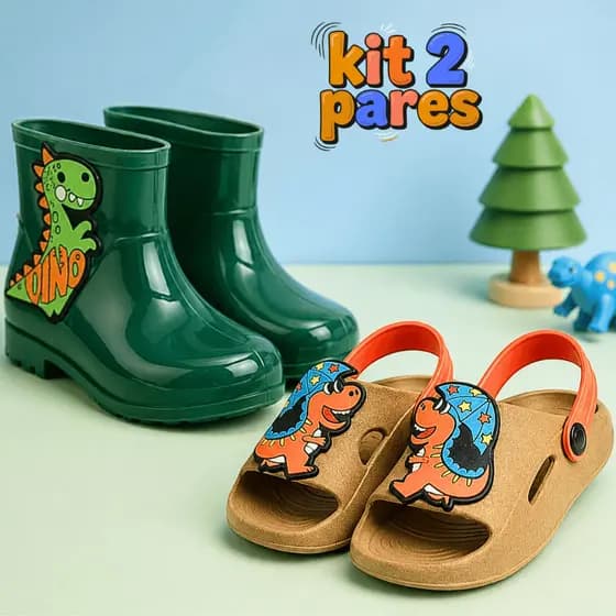 Kit 2 Pares Galocha Infantil Menino e Sandália Babuche Confortável