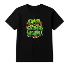 Camiseta O Amor de Cristo Nos Uniu Fé Cristã Gospel Masculina Unissex Algodão Premium