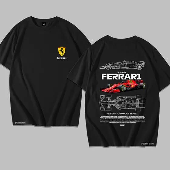 Camisa Camiseta Carro F1 Team Ferrari Y2k Algodão Unissex Premium Star Exclusivo Streetwear