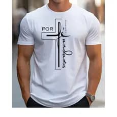 Tshirt Masculina Larga Estilo Street para Academia e Gym fé