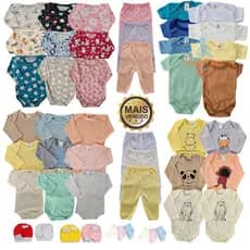 Kit 20 peças enxoval completo bebê menino e menina Algodão