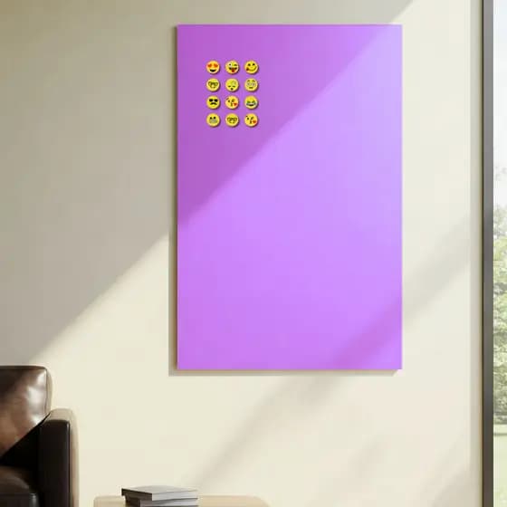 Painel Metálico 100x60cm LILÁS Mural De Fotos Recados Notas Lembretes Quadro + 12 Imãs