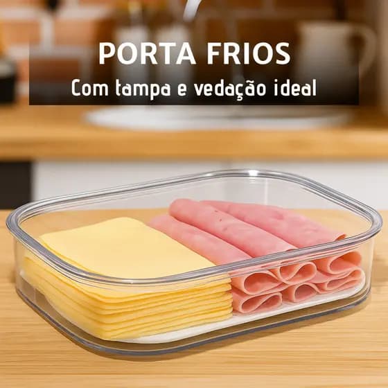 PORTA FRIOS COM TAMPA ORGANIZADOR COZINHA GELADEIRA ARMÁRIO - PN 2000