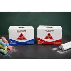 Giz Escolar Plastificado Colorido E Branco 2 Caixas C/ 64 unidades cada caixa