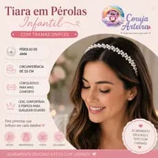 Tiara em Pérolas Infantil   com Tramas Simples
