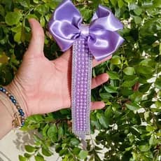 Porta Coque Letícia  com meia perola e laco de fita