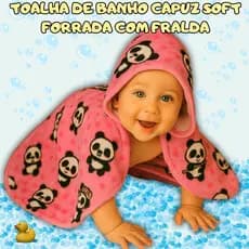 Toalha de Banho Infantil com Capuz para Bebê Forradas com Fralda 100% Algodão Tecido Soft Macio