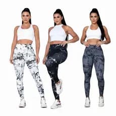 Kit 3x Calça Legging Feminina Marmorizada Cintura Alta Tie Day Moda Fitness Academia Treino + brinde