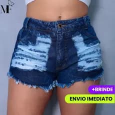 Short Jeans Curto Cintura Alta Destroyed Confortável 34 ao 44 Justo Casual Verao