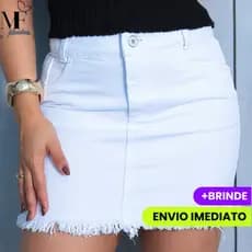 Saia Jeans Feminina Branca e Preta 34 ao 44 Confortável Estilosa Cintura Alta Versátil