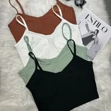 Top Cropped Alça Fina Suplex Bojo Fake Feminino Curta Básico Tamanho Unico