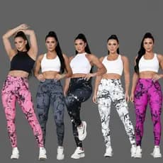 Super Oferta Kit 4 Calças Legging Academia Elastano Treino Yoga Fitness Tie Dye Marmorizado Cós Alto Elásticidade