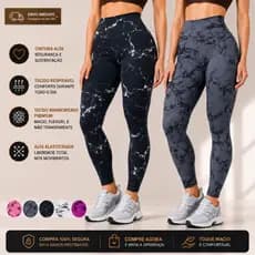 Kit 2 Calça Legging Tie Dye Marmorizada Cintura Alta+ brinde