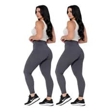 Kit 2 Calças Legging Feminina Cintura Alta Elastano Treino