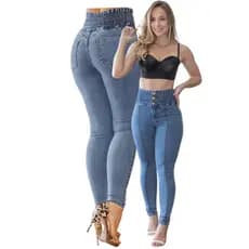 PEÇAS DE MONSTRUARIO SEM TROCA Calça Skinny Jeans Discoro com Cós Modelador Cintura Fina Feminino
