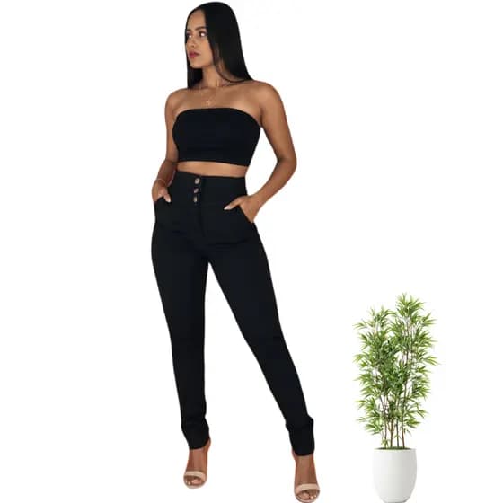 Calças Jeans Elastico Preta Laycra Modeladora Chapa Barriga Empina Bumbum Skinny Barata Lipo