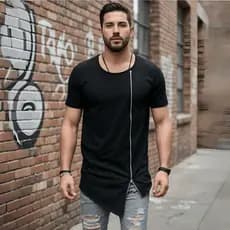 Camisas Longline Masculina Swag Lateral Ziper  Oversized