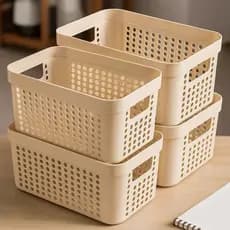 Kit 4 Cestos Organizadores 2 Litros Multiuso Cozinha Sala Banheiro Armário Gaveta