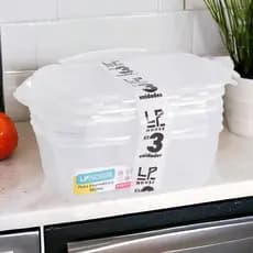 Conjunto 3 Potes de Plástico com Tampa Conjunto Potes 500 ML Para Mantimentos Cozinha Casa Resistente em Plástico