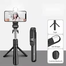 Bastão Pau de selfie Tripé Retrátil Com Luz LED Controle Bluetooth Celular SEL-6823
