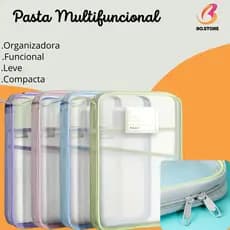 Pasta Arquivo Transparente com Zíper e Divisórias De Malha Nylon Boa Capacidade Portátil