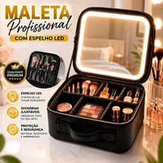 Maleta Porta Maquiagem Profissional Com Espelho LED Necessaire Organizadora