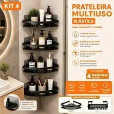 Kit 4  Prateleiras Suporte De Parede para Banheiro em ABS Porta Shampoo
