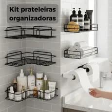Porta Shampoo Organizador Banheiro Metal sem Furos Fixação Fácil Resistente Premium